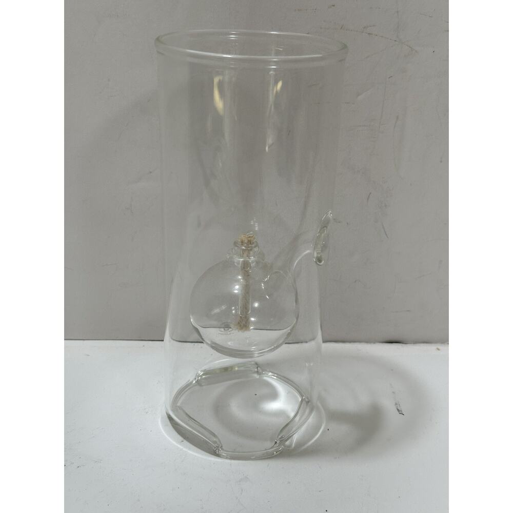 Vintage Wolfard Hand Blown Glass Oil Lamp 9" Clear See Pictures‎